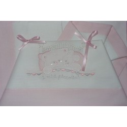 Stitchable Baby Sheets with Teddy Bear - Pink 90x120 cm